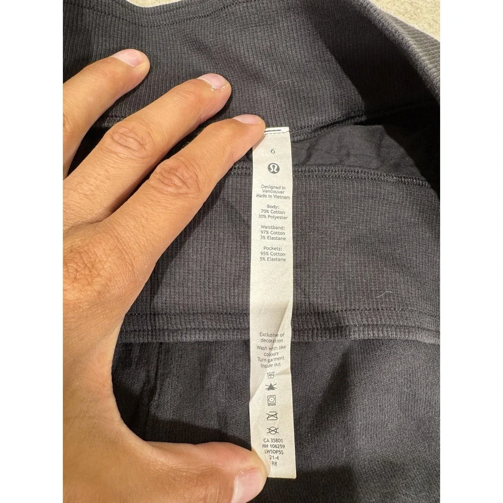 Lululemon Pants Womens 6 Black French Terry Jogger Lace Up Sides Ankle Pockets